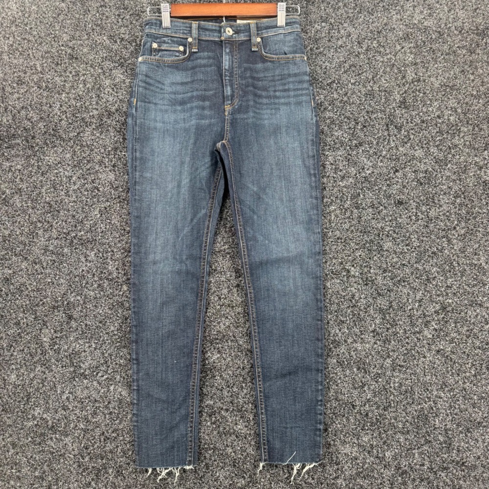 Rag & Bone Nina High Rise Ankle Skinny Jeans Kayt Raw Hem WDD19H2639BIKT Size 27